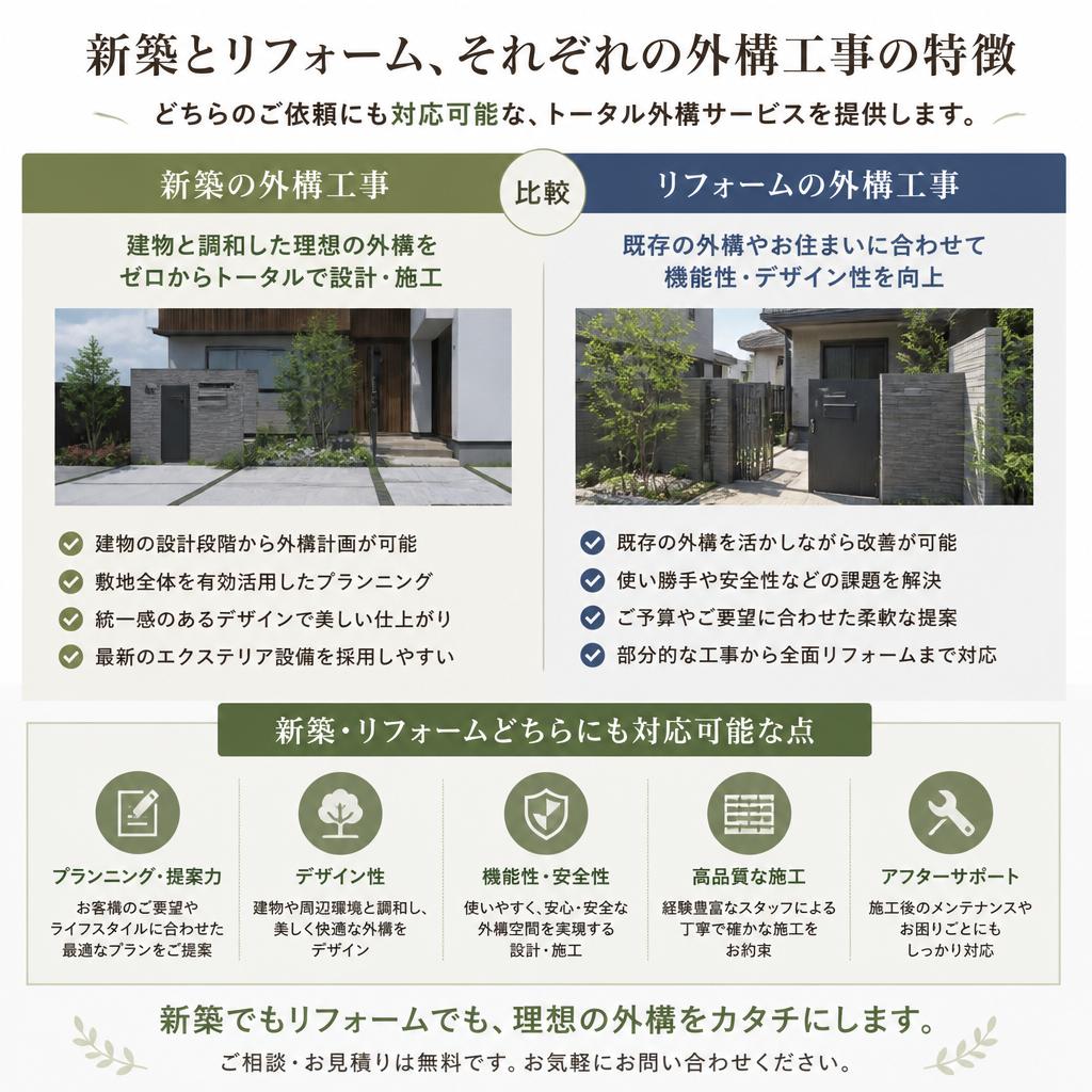 新築外構と住宅リフォームの違い
