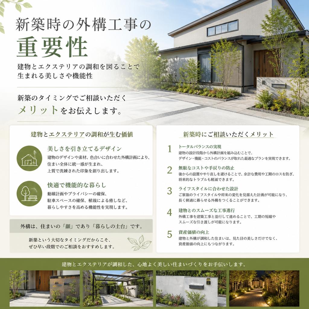 新築とエクステリアのバランス