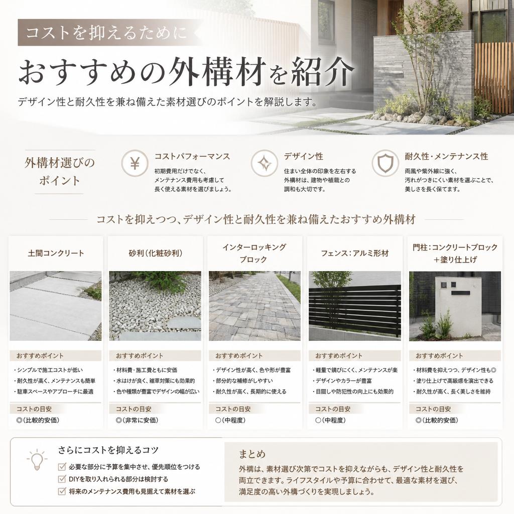 安い外構材の選び方