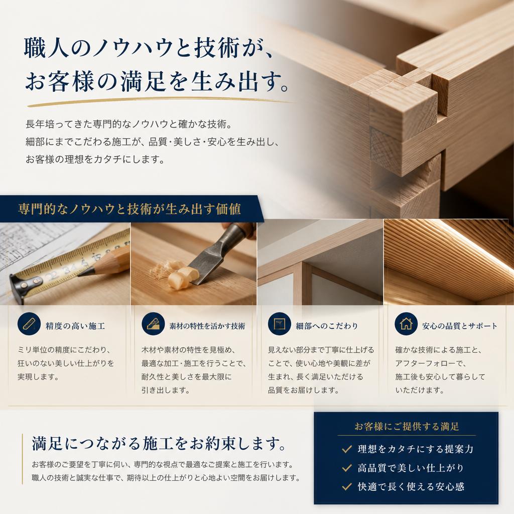 クオリティの高い施工と職人の技