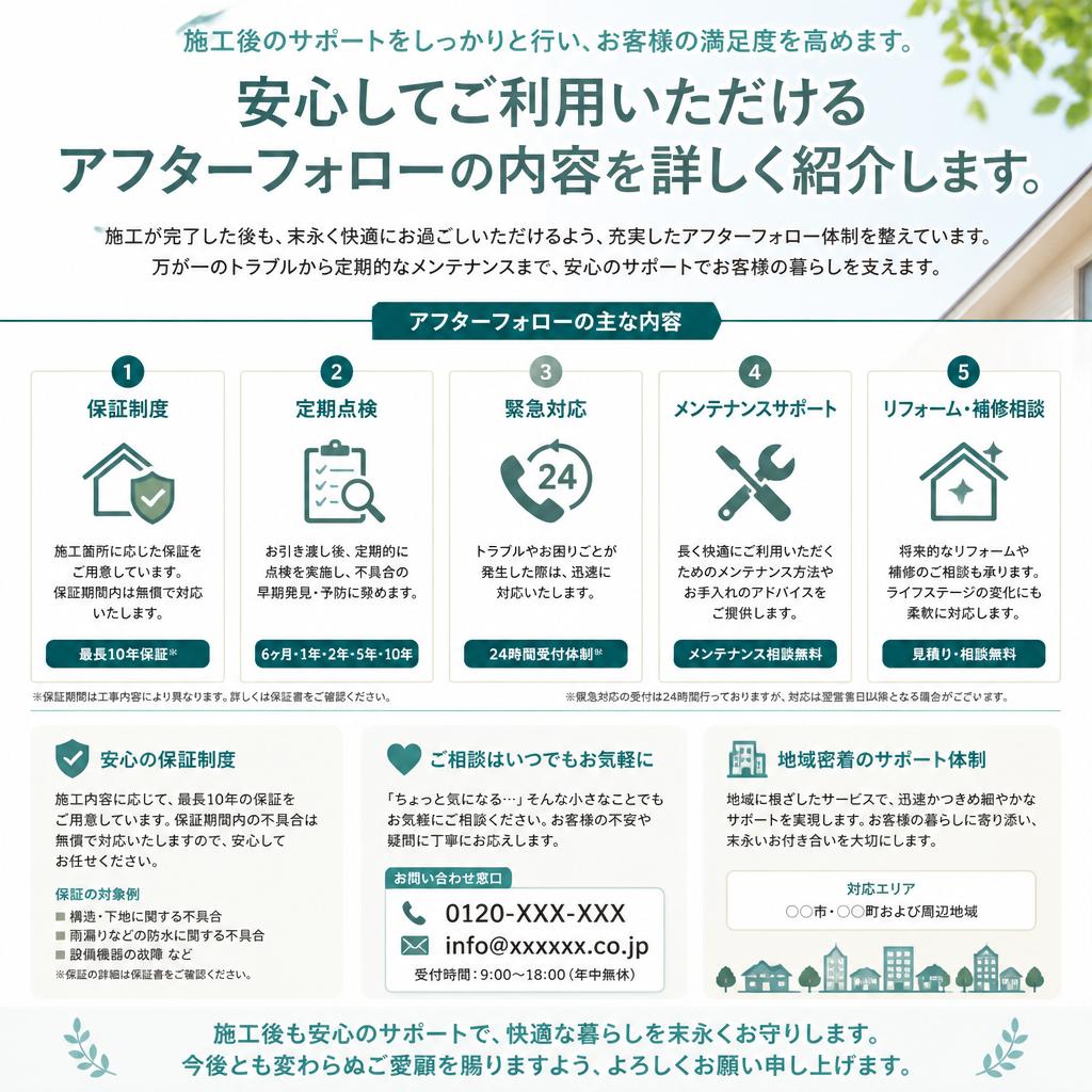 アフターサービスが充実！