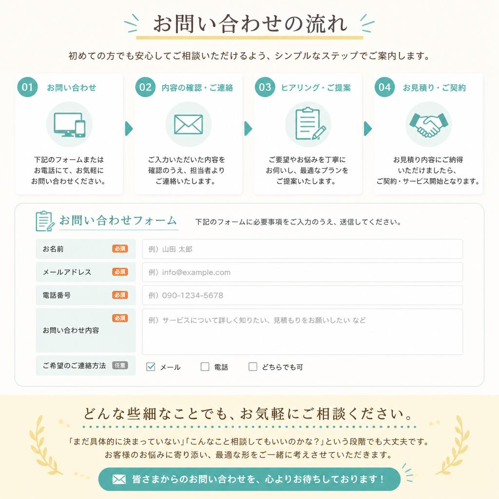 お気軽にお問い合わせを！