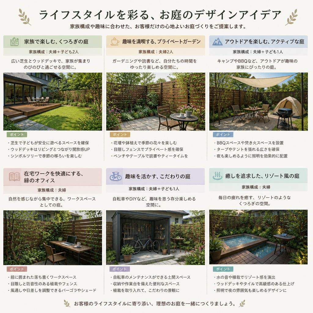 ライフスタイルに合わせたお庭のデザイン
