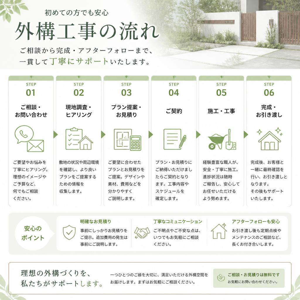 エクステリア工事の流れ
