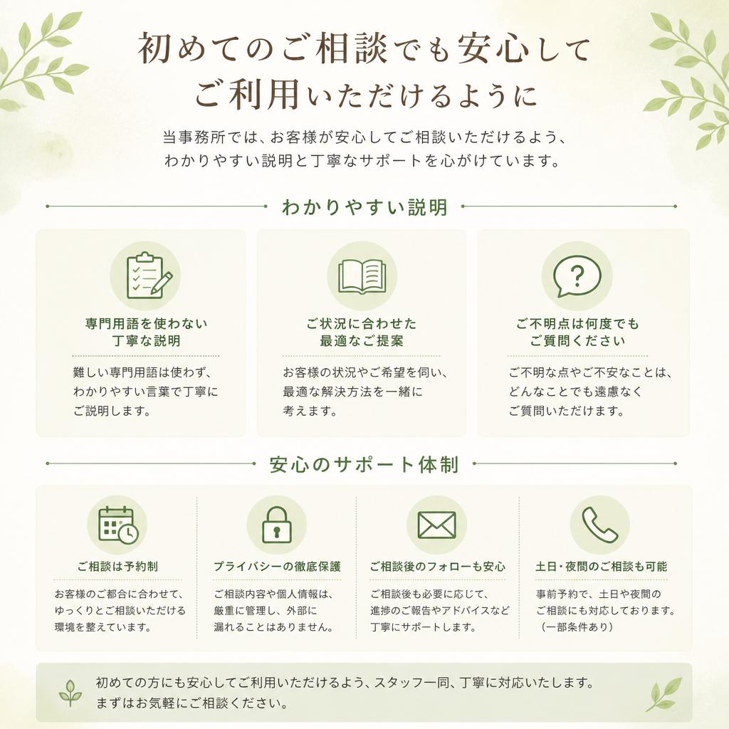 簡単な相談で安心スタート